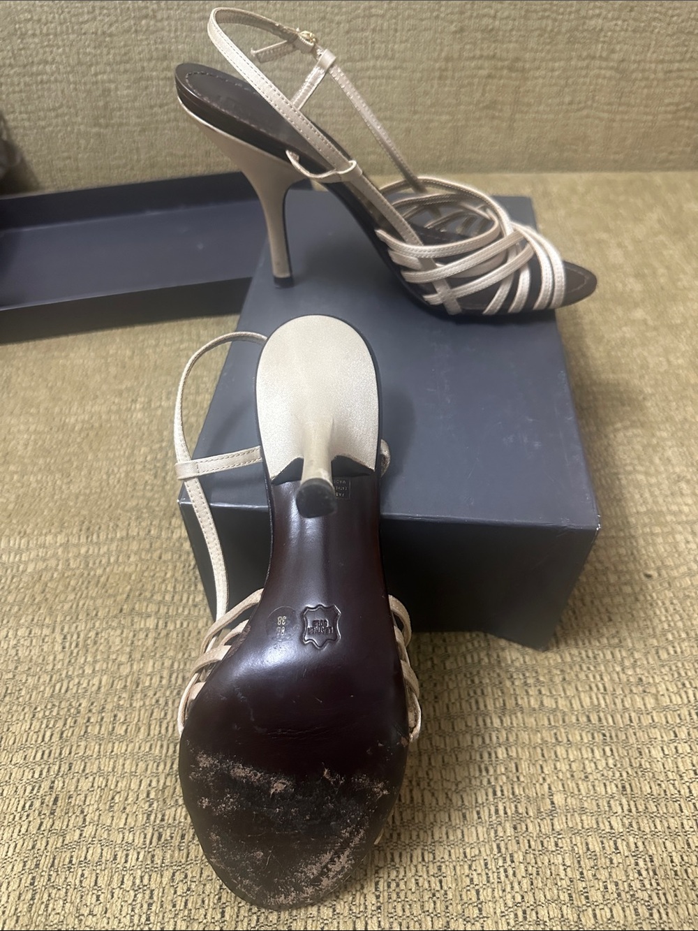 BCBG Max Azria Nude Strappy Slingback 4” Heels Size 8 - Picture 4 of 5